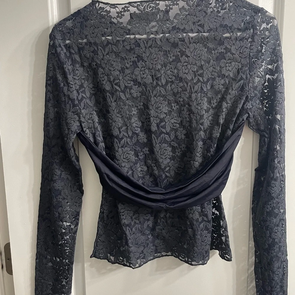 Lioness Midnight long sleeve sheer lace top in black - Picture 2 of 7
